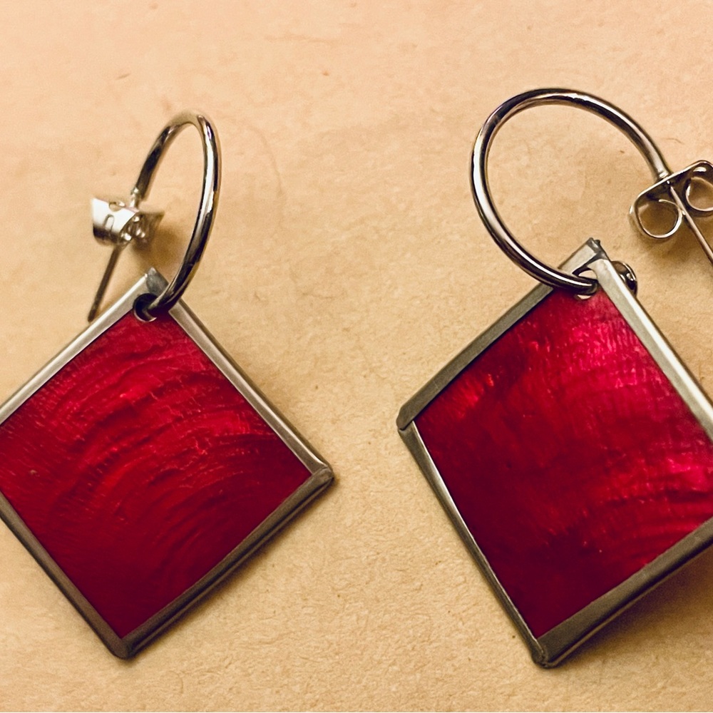 Capiz Shell Earrings by Culture Mix - Magenta Pink
